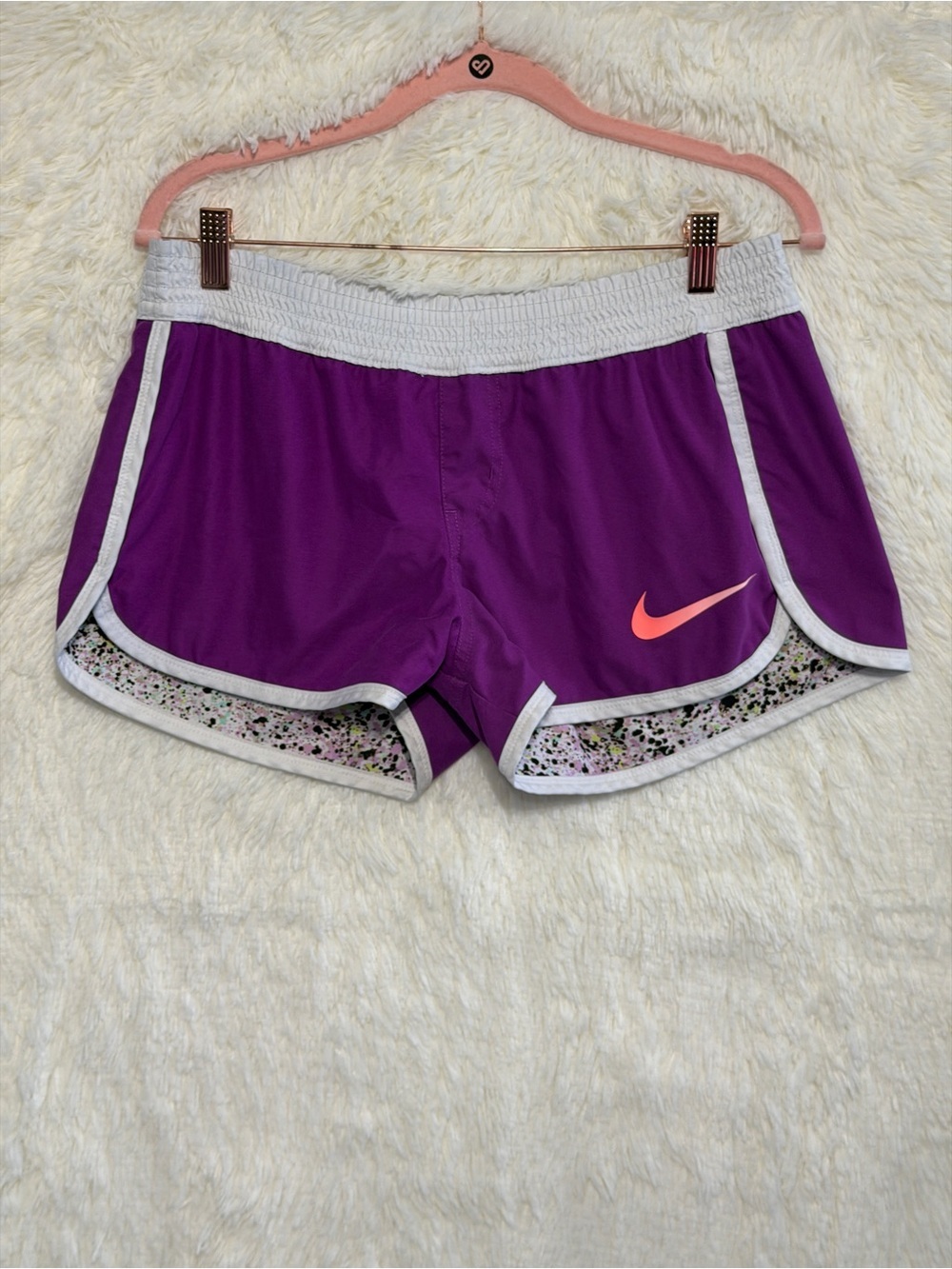 Nike Womens Reversible Shorts Size S/M Purple Multi Gym Yoga Y2K Running READ